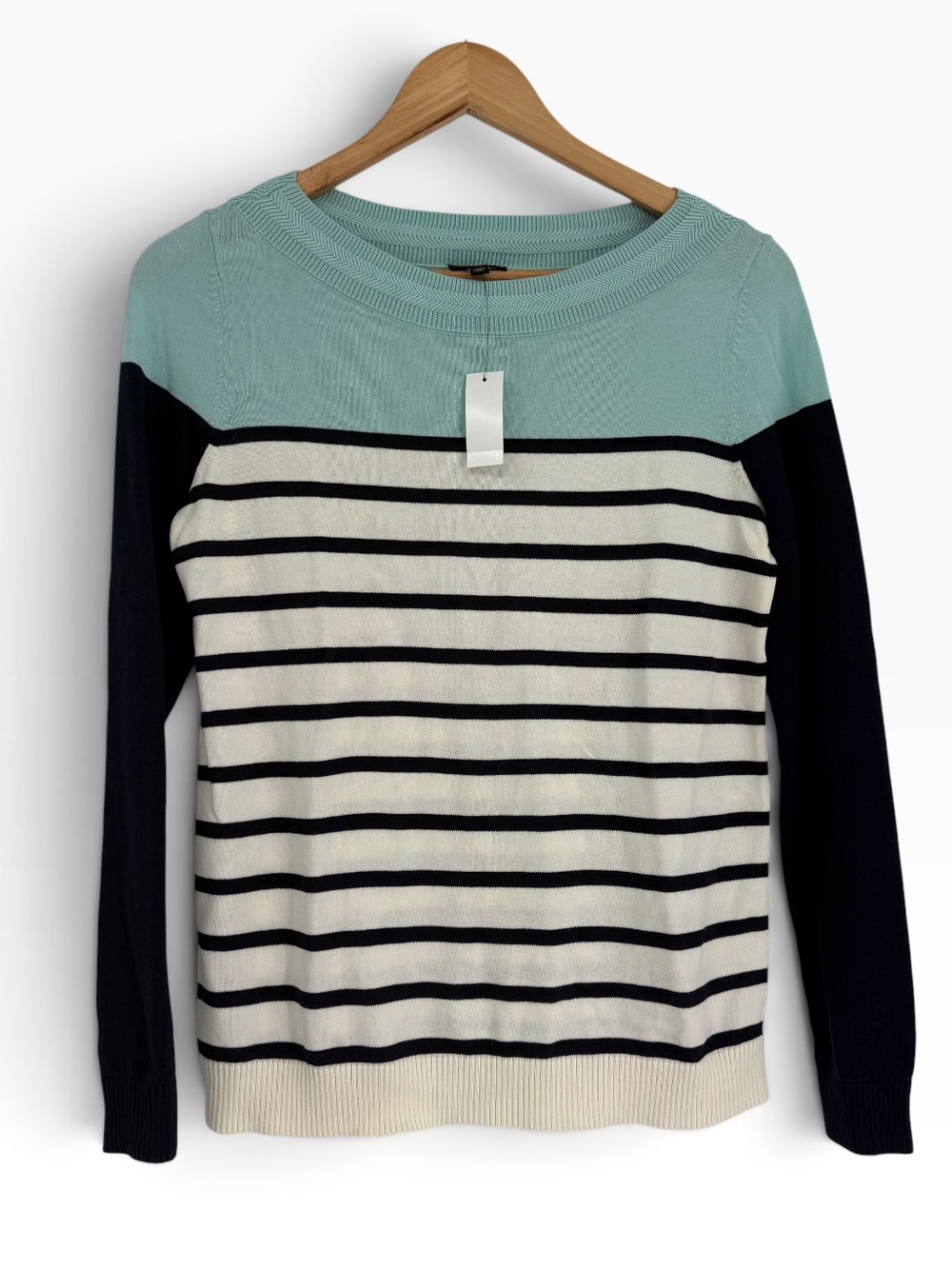Talbots NWT Colorblock Stripe Sweater Size XS Long Sleeve Pullover Cotton